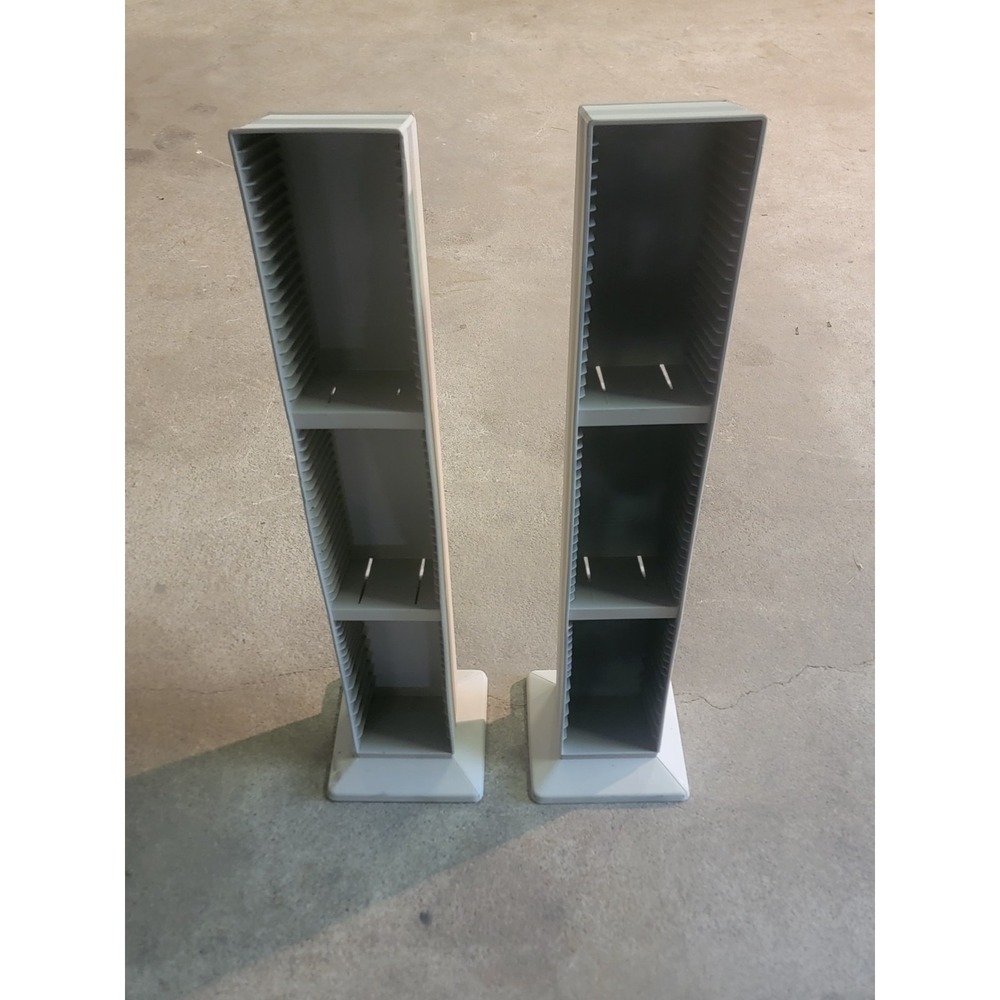 Vintage Alpha Fellowes CD Storage Tower Rack 60 Capacity Floor Stand 38" White